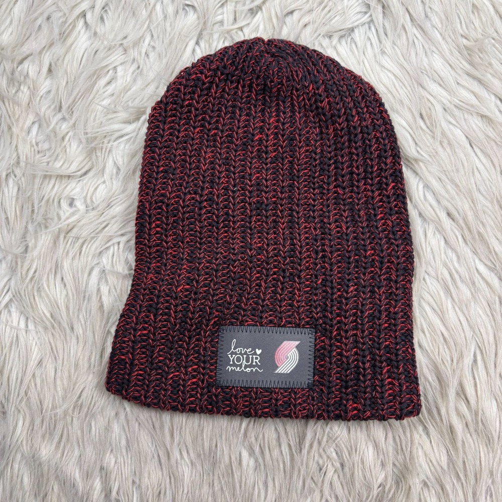Love Your Melon x Portland Trailblazers Women's OS Black Red Knit Beanie Hat